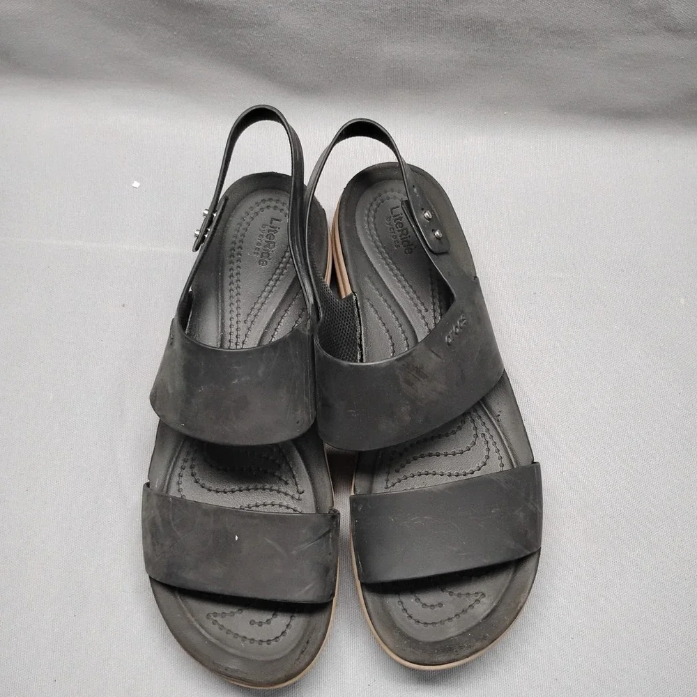 Crocs Brooklyn Low Wedge Sandal Womens 10 Black Mushroom Platform 206453